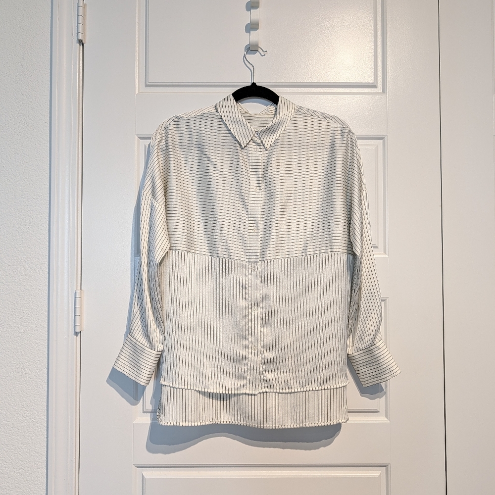 Mango Striped Button Down Shirt View 2